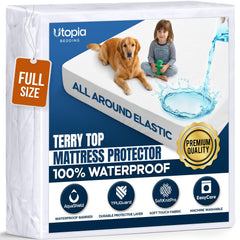Utopia Bedding front view protector showing neat fit and clean surface benefit