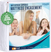 Utopia Bedding front view of full-size zippered protector showing full coverage and neat fit