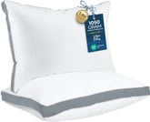 Utopia Bedding front view of two grey queen gusset pillows showing hotel look and coordinated bedding