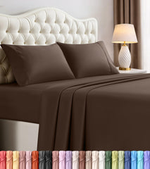 Utopia Bedding front view of brown queen flat sheet showing full coverage and neat finish