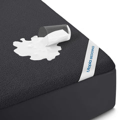 Utopia Bedding protector front view showing full queen coverage and quick protection