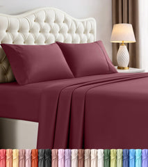 Utopia Bedding queen set front packaging showing burgundy color and value
