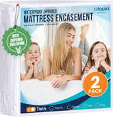 Utopia Bedding twin protector front packaging showing product benefits