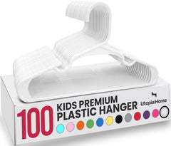 Utopia Home front pack of 100 white hangers, neat nursery storage benefit