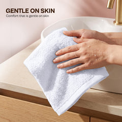 Utopia Towels folded-stack of washcloths displaying compact storage and neatness
