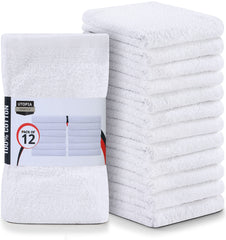 Utopia Towels front packaging showing 12-pack and neat folds for easy storage