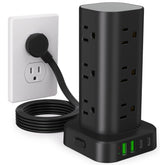 UWIWUTEI front view of power tower showing outlets and compact design benefit organization