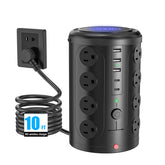 UWIWUTEI front view tower showing all 16 outlets and neat vertical layout, space saving