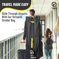 V VOLKGO padded backpack straps in use for hands-free carrying