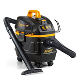 Vacmaster front view showing compact wet/dry vac and benefits of portability