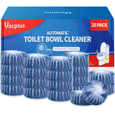 Vacplus front packaging showing 20-pack and blue tablets benefit long-lasting clean