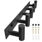 VAEHOLD front view wall-mounted rack showing sleek black profile and five hooks for space-saving storage