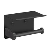 VAEHOLD front view of black stainless steel toilet paper holder showing sleek design and space-saving benefit