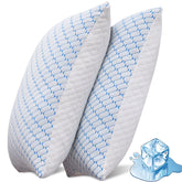 VAINOC front view of king pillow set shows packaging and two pillows benefit cooling comfort