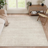 Valenrug front view beige 5x7 showing neat edges and clean look for living rooms