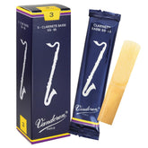 Vandoren box front showing CR123 bass clarinet reeds, clear packaging benefit