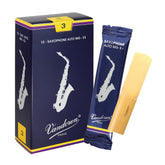 Vandoren SR213 front packaging showing box of 10 reeds and brand clarity benefit