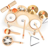 Vanplay front view of drum set showing complete instrument layout and play benefits