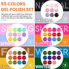 VANREESA colorful spread of 55 gel polish shades for creative combinations
