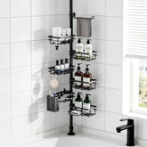 Vatex front view of assembled shower caddy showing organized storage benefit