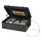 Vaultz front view of locking storage chest showing secure exterior and compact design benefit