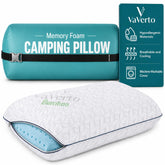 Vaverto front view of pillow showing compact travel shape and comfortable support