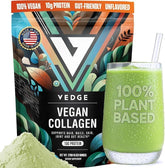 VEDGE front packaging showing product name and servings, convenient daily protein