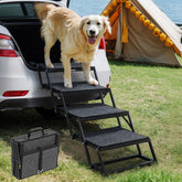 Veehoo front view of dog steps showing sturdy frame and stable stance
