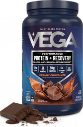 Vega front tub showing branding and chocolate flavor for clear product ID