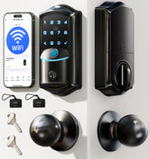 Veise front view matte black deadbolt showing sleek design and curb appeal