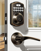 Veise KS01B front view showing keypad and levers for easy keyless access