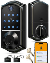 Veise front view matte black lock showing sleek finish and secure design