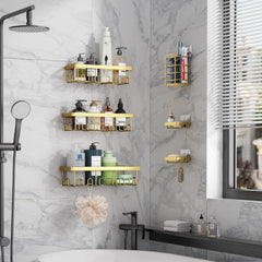 Veken small caddy close-up storing shave tools and sponges, space-saver benefit