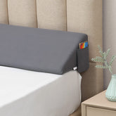 Vekkia front view of wedge blocking headboard gap, keeps items secure