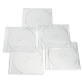 Verbatim slim jewel cases front view showing clear protective storage, organized and space-saving