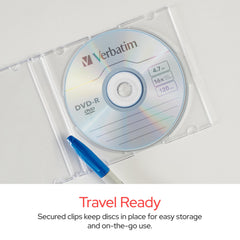 Verbatim slim jewel case side profile emphasizing 5.2mm thin design and compact storage benefit