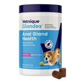 Vetnique Glandex front packaging showing supplement benefits for firmer stools