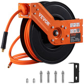 VEVOR front view of retractable air hose reel showing compact design and easy storage