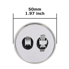 VEXUNGA capacitor beside ruler for scale, confirms 50mm diameter and 125mm height