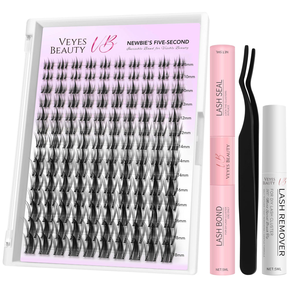 VEYESBEAUTY front packaging showing kit contents and quick benefits