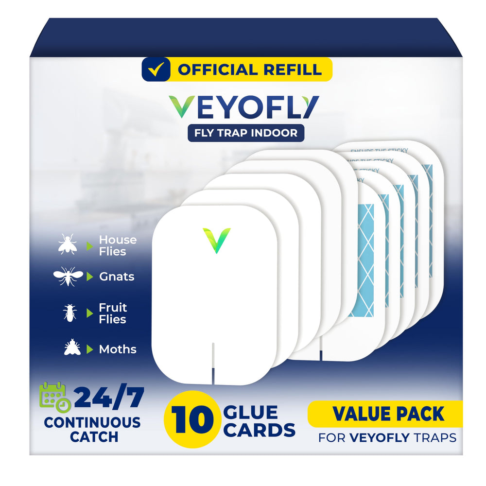 VEYOFLY front packaging showing 10-pack refills and clear benefit