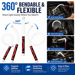 Veyvik flexed detail demonstrating bendable shaft holding custom angle for hands-free work
