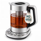 Vianté Alba front view showing glass body and stainless steel base for clean taste