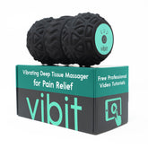 Vibit front view showing compact massager and carry bag for easy transport