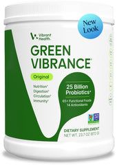 Vibrant Health front tub view showing label and serving information benefits convenience