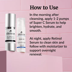 Vibriance retinol serum being applied at night, demonstrating gentle overnight renewal