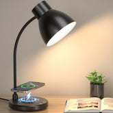 Vicsoon desk lamp front view showing sleek black design and stable base for neat workspace