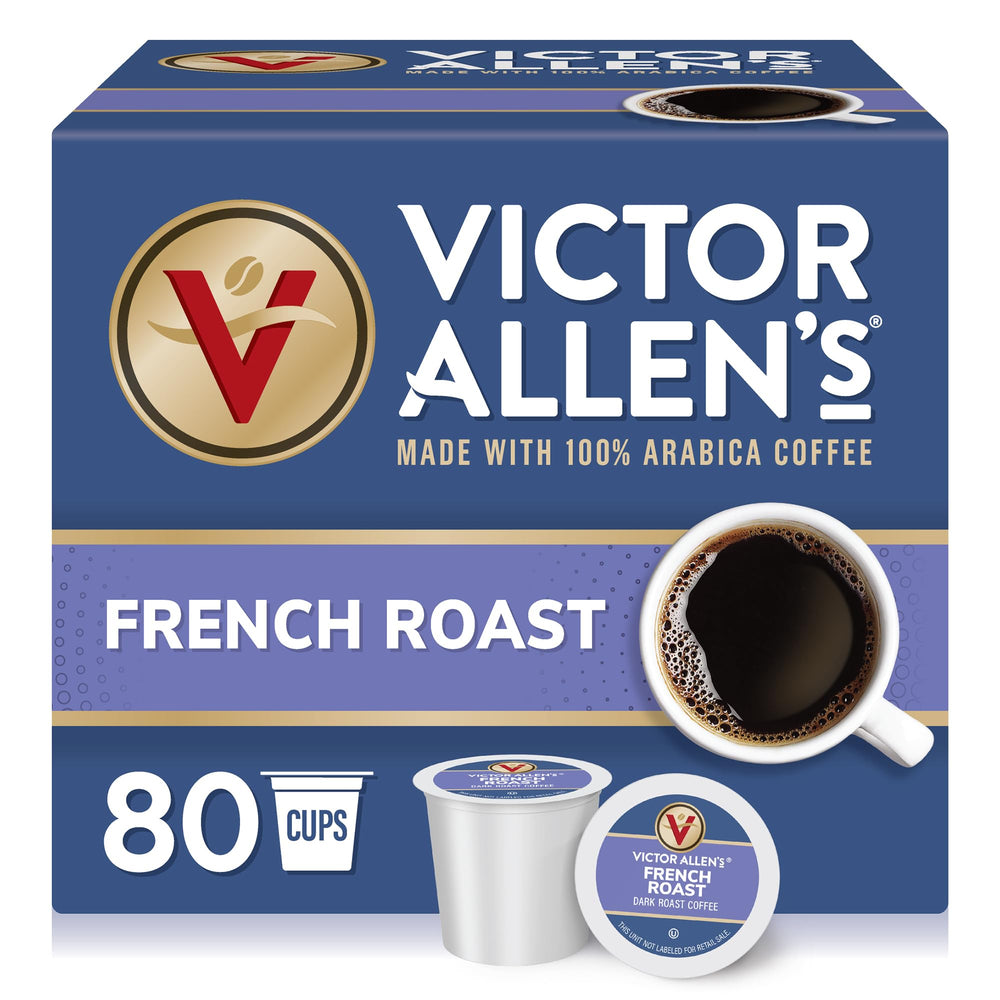 Victor Allen's Coffee front-facing package showing 80 pods and bold roast benefit
