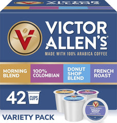 Victor Allen's Coffee front box showing all four blends and variety convenience