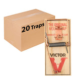 Victor front packaging showing 20 metal pedal snap mouse traps and clear benefit